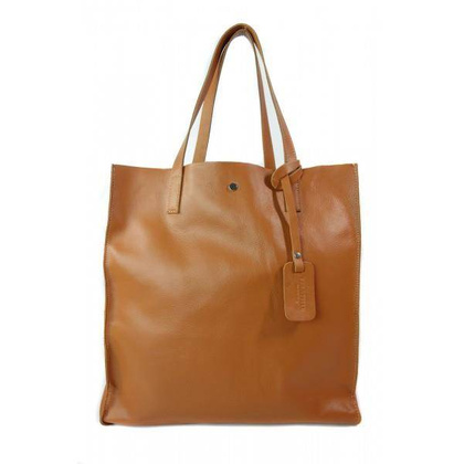TOREBKA WOREK SHOPPER BAG  GENUINE LEATHER NA RAMIĘ  A4  CAMEL  GL46C