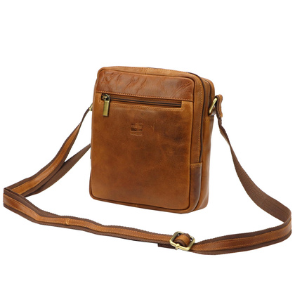 Klasyczna męska saszetka na ramię, torebka, ze skóry naturalnej