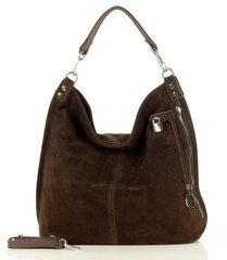 Ponadczasowa torebka worek skórzana MAZZINI - Renella nubuk brąz caffe - min. zamówienie 20 / 50 / 100 szt.