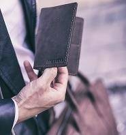 Jasnobrązowy cienki portfel ze skóry naturalnej z bilonem slim wallet BRØDRENE SW04 - min. zamówienie 20 / 50 / 100 szt.