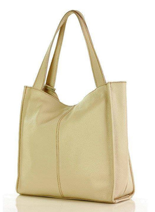 Modny skórzany shopper MAZZINI - Portofino Max beż latte - min. zamówienie 20 / 50 / 100 szt.