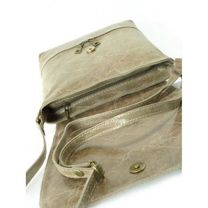 TOREBKA SKÓRZANA LISTONOSZKA DUŻA A5  BEŻOWA  VERA PELLE  VP1023T