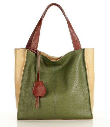 Modny skórzany shopper MAZZINI - Portofino Max multi moro zieleń militare - min. zamówienie 20 / 50 / 100 szt.