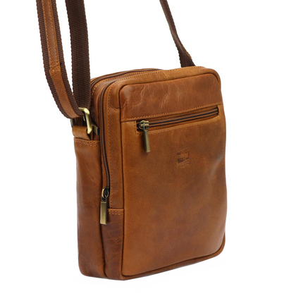 Klasyczna męska saszetka na ramię, torebka, ze skóry naturalnej