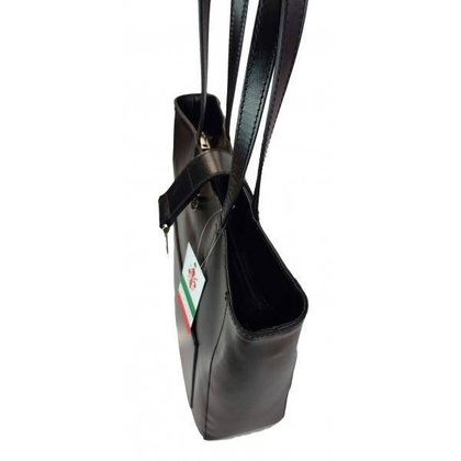 Duży shopper bag na ramię Vera Pelle , Włoska skórzana torba Czarna  SBKB11N