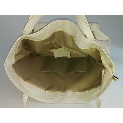 Duża włoska torba na ramię,podwójne uszy, worek Vera Pelle ,Beżowy WM555T KEMER