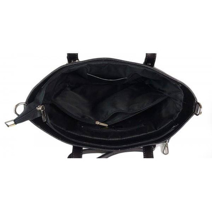 Klasyczna Włoska torebka skórzana na ramię mieści A4 ,Vera Pelle , Czarna  MVN14N