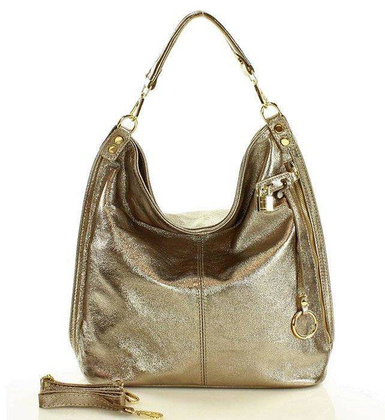 Ponadczasowa torebka worek skórzana - Renella dark bronzo złota - min. zamówienie 20 / 50 / 100 szt.