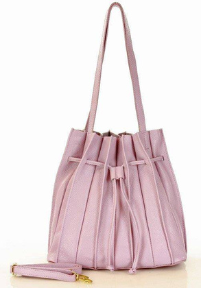 MARCO MAZZINI Plisowana torebka worek na ramię skóra naturalna sacco bag  lila róż - min. zamówienie 20 / 50 / 100 szt.