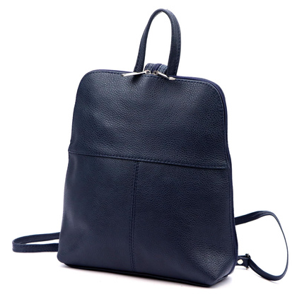 Miejski plecak damski, skóra naturalna, granatowy