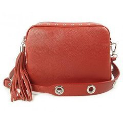 Listonoszka frędzelek, kółka ,dzety srebrne okucia Vera Pelle Czerwona VP1188R