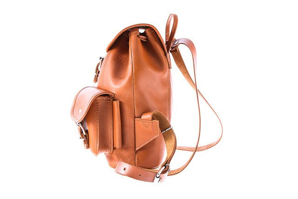 Mały plecak skórzany KEMER VOOC Vintage P2 Beżowy