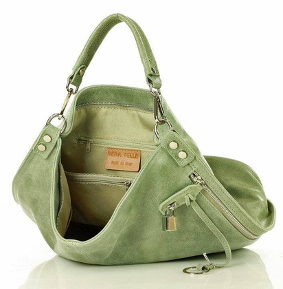 Ponadczasowa torebka worek skórzana MAZZINI - Renella zieleń pistacja - min. zamówienie 20 / 50 / 100 szt.