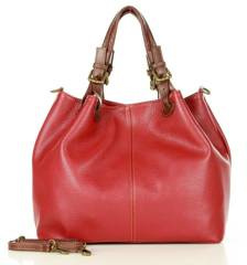 Torba skórzana klasyczny shopper bag -  MARCO MAZZINI ciemny czerwony - min. zamówienie 20 / 50 / 100 szt.