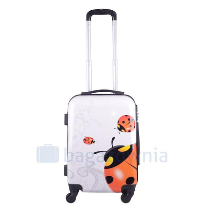 Mała kabinowa walizka KEMER RGL PRINT S Biedronka Biało Czerwona