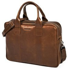 Męska torba na ramię ze skóry naturalnej na laptop BRØDRENE R01 jasny brąz Kolor wnętrza: Czarny - min. zamówienie 20 / 50 / 100 szt.