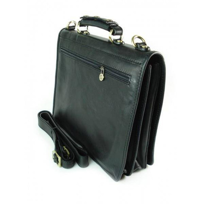 Teczka , męska aktówka ,skóra naturalna dwie przegrody  Czarna TM76N