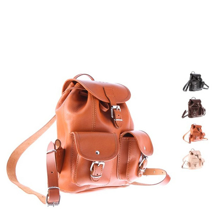 Mały plecak skórzany KEMER VOOC Vintage P2 Beżowy