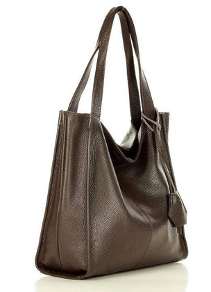 Modny skórzany shopper MAZZINI - Portofino Max ciemny brąz caffe - min. zamówienie 20 / 50 / 100 szt.