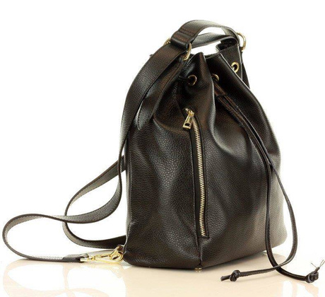 MARCO MAZZINI Miejska torebka skórzana na ramię torba plecak convertible leather bag czarny - min. zamówienie 20 / 50 / 100 szt.