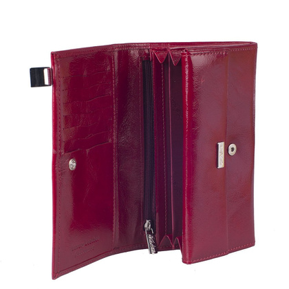 Portfel damski skórzany KEMER Swarovski Elements DV140 Czerwony - min. zamówienie 20 / 50 / 100 szt.