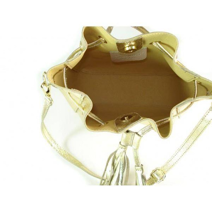 Włoska listonoszka woreczek La Bomba przewieszka złote okucia złota skórka nabłyszczana  LB38ORO