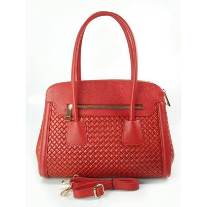 KUFEREK TRZY KOMORY ZŁOTE OKUCIA NA RAMIĘ TOREBKA VERA  PELLE  SKÓRA KRATKA CZERWONA HIT  NM33R