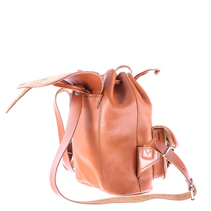 Mały plecak skórzany KEMER VOOC Vintage P2 Beżowy