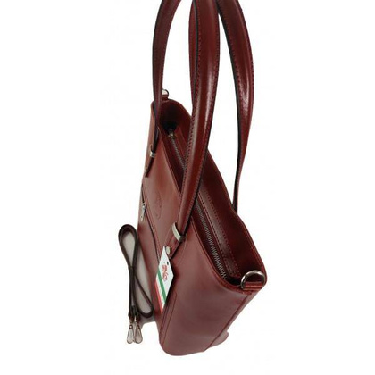 Włoska skórzana klasyczna torebka na ramię Vera Pelle ,format A4, Czerwony  VBZ66R