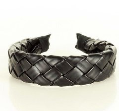 Wyplatana opaska ozdobna na włosy skóra ekologiczna boho czarna MAZZINI - min. zamówienie 20 / 50 / 100 szt.