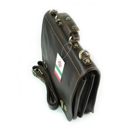 Teczka , męska aktówka ,skóra naturalna dwie przegrody Czekoladowa TM76T