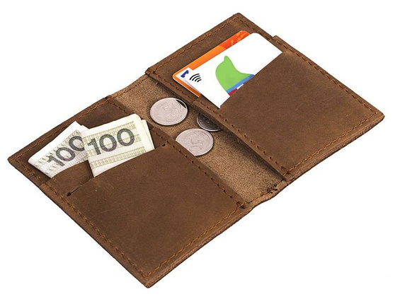 Jasnobrązowy skórzany portfel slim wallet BRØDRENE SW03 - min. zamówienie 20 / 50 / 100 szt.