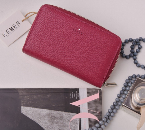 Portfel damski skórzany KEMER D48 Bakłażan - min. zamówienie 20 / 50 / 100 szt.