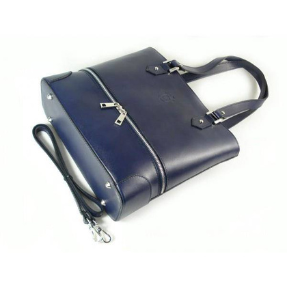 Porządna,praktyczna włoska torebka na ramię a4 granatowa  V335BS