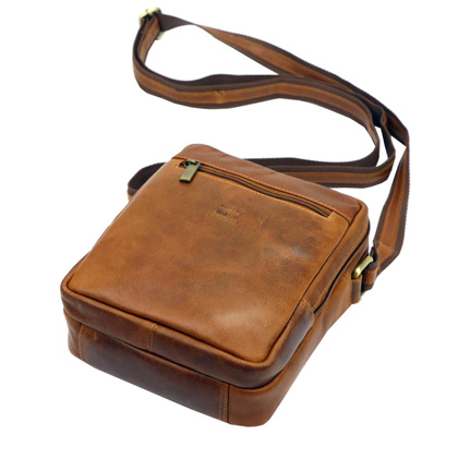 Klasyczna męska saszetka na ramię, torebka, ze skóry naturalnej