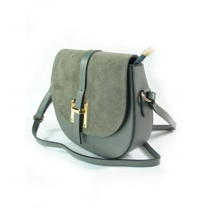 LISTONOSZKA SKÓRZANA TOREBKA CHLEBAK  ZŁOTO ZAMSZ SZARA  VP116G