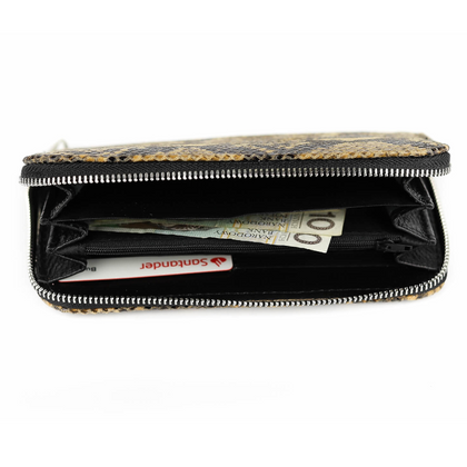 P-02 Portfel skórzany Korona - print wężowy zielony KEMER