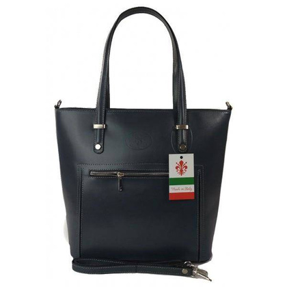 Włoska skórzana klasyczna torebka na ramię Vera Pelle ,format A4, Szara - Grafit VBZ66G