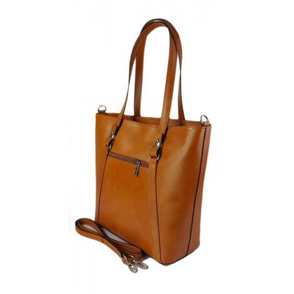 Klasyczna Włoska torebka skórzana na ramię mieści A4 ,Vera Pelle ,  Camel MVN14C