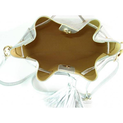 Włoska listonoszka woreczek La Bomba przewieszka złote okucia srebrna skórka nabłyszczana  LB38ARG