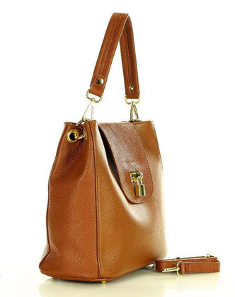 Elegancka torebka na ramię skóra naturalna vera pelle a tracolla - MARCO MAZZINI brąz karmel - min. zamówienie 20 / 50 / 100 szt.