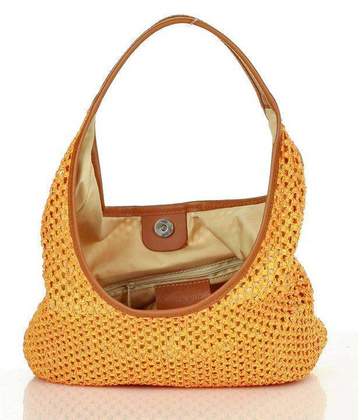 Lekka torebka damska worek skórzany na ramię koszyk basket - MARCO MAZZINI camel - min. zamówienie 20 / 50 / 100 szt.