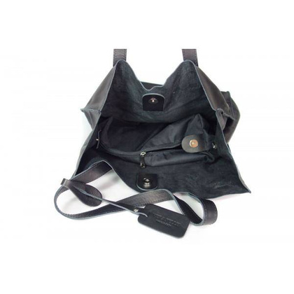 TOREBKA WOREK SHOPPER BAG  GENUINE LEATHER NA RAMIĘ  A4  CZARNA  GL46N