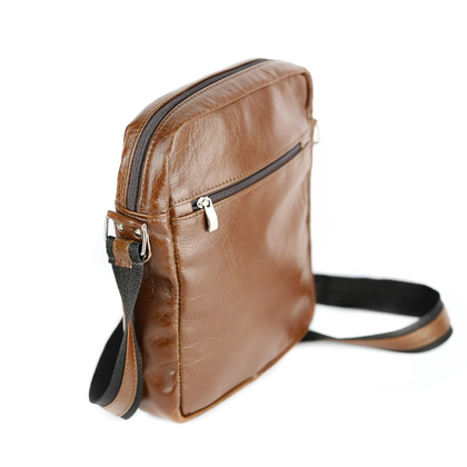 T-09 Listonoszka męska mała-gnieciony koniak KEMER