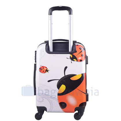 Mała kabinowa walizka KEMER RGL PRINT S Biedronka Biało Czerwona