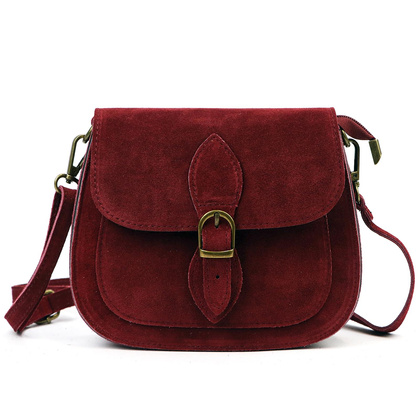 Mała torebka damska- listonoszka, naturalna skóra zamszowa 25-020