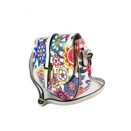 Listonoszka,przewieszka ,skórzany chlebak w kwiaty złote okucia   VP116K1