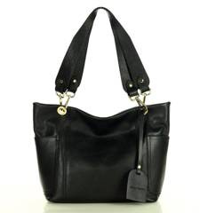 Skórzana torba damska w trapez na ramię sholder genuine leather bag MARCO MAZZINI czarna - min. zamówienie 20 / 50 / 100 szt.