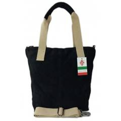Miękki zamszowy worek -Włoski shopper  Vera Pelle , Czarna W234N