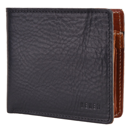 Portfel męski skórzany KEMER 331M/J Czarny / Jasny brąz - min. zamówienie 20 / 50 / 100 szt.